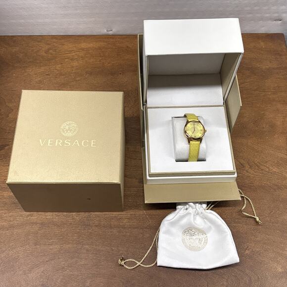 Versace Women\'s VFF050013 Dafne Rose Gold Ion Plated Steel Yellow Leather Watch main image 12